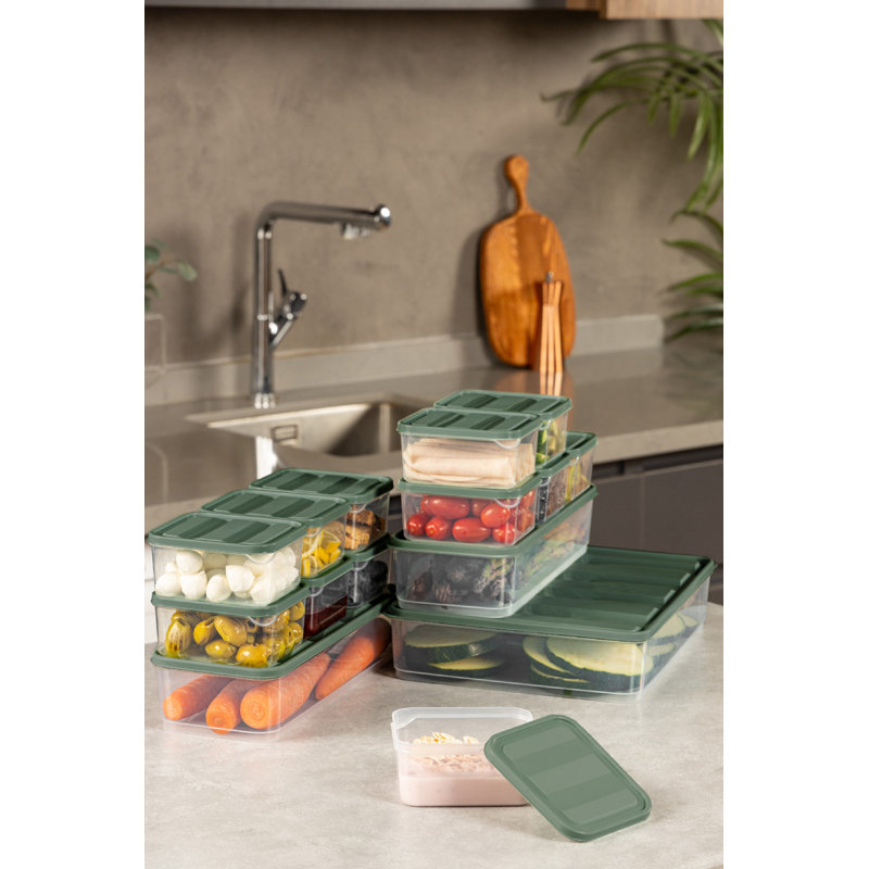 Ensemble de 15 boîtes de rangement en plastique polyvalentes, vert | Comprend 2 boîtes (4,3 x 11,8 x 2,8 po, 56,1 oz liq.), 1 boîte (9,1 x 11,4 x 2,6 po, 118,3 oz liq.) Et 12 petites boîtes (3,5 x 4,1 x 2,2 po, 11,8 oz liq.) | Va au lave-vaisselle, idéal pour organiser la maison et le bureau