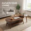 Ensemble de tables basses gigognes 2 pièces, avec rangement à 2 niveaux et grain de bois rustique, plateau de table ovale et rond, style moderne minimaliste-694803344