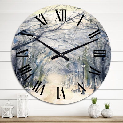 Alley Of Trees in The Park - Traditional Wall Clock