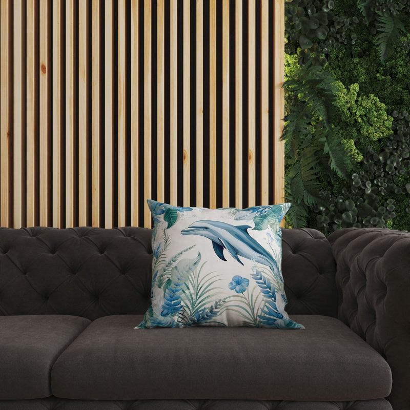 Indoor / Outdoor Square Cushion, 51cm H x 51cm W, Blue/Turquoise