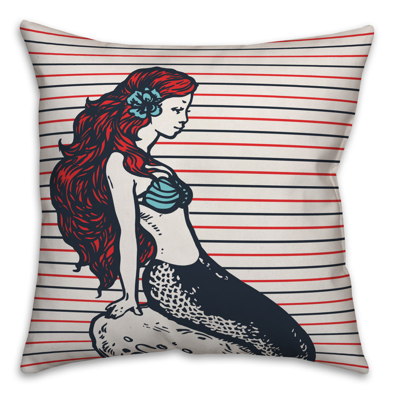  Coussin Nautical Mermaid, Polyester / Bourre en polyester, 18 po x 18 po