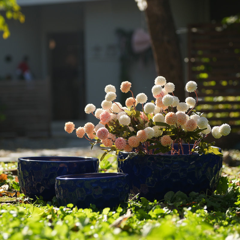 High quality ceramic flowerpot, Antique Blue