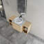Meuble-lavabo mural 48 po avec lavabo d'art en céramique et 2 tablettes de rangement, porte à fermeture en douceur, emballage KD, contreplaqué