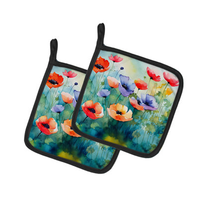 Caroline's Treasures Floral Polyester Potholder Set
