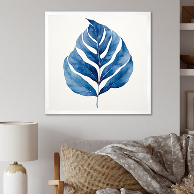 Collage de feuilles blanches et bleues I sur toile