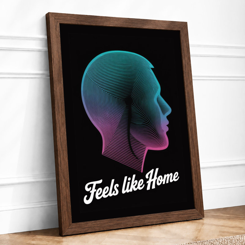 Feels Like Home Modern - Framed Print, A4 - 29.7 x 21.0 cm, Walnut