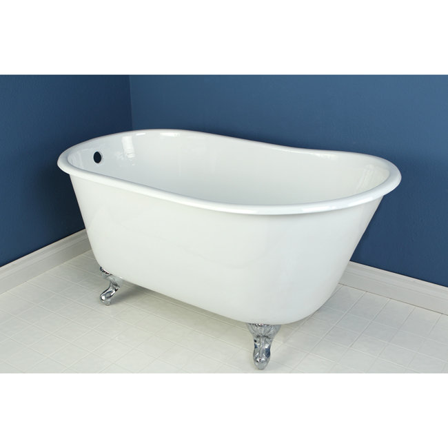 Kingston Brass Aqua Eden 53-Inch Cast Iron Oval Single Slipper Clawfoot Tub (No Faucet Drillings) Kingston Brass Feet 