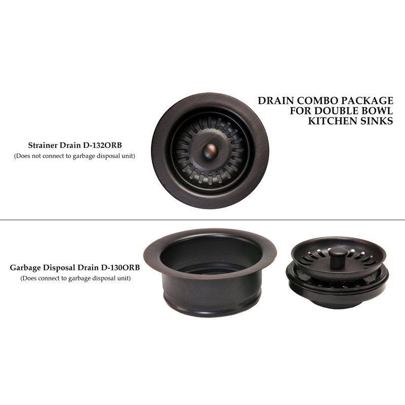 33" Hammered Copper Kitchen 75/25 Double Basin Sink with Matching Drains, and Accessories