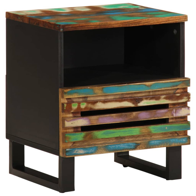 40cm W Steel Bedside Table, Dark Brown/Black