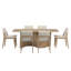 Ensemble de table de salle à manger Arusha Wave - chaises de salle à manger en lin beige, ensemble de 7 pièces-112652390