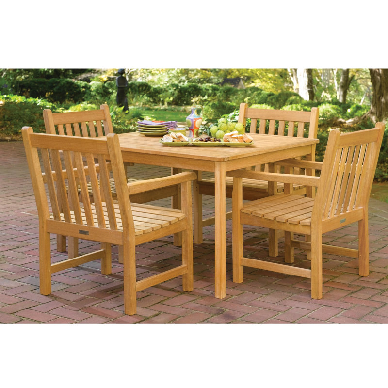 Classic Rectangular 4 - Person Teak Outdoor Dining Set, Natural