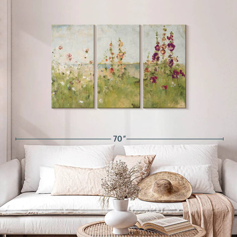 Alvord Hollyhocks By The Sea, H 28 po x l 45 po