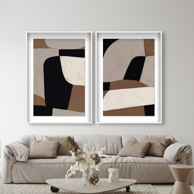 All The Way Set Shadowbox Abstract Print by Oliver Gal, Black Frame, 10 x 15, 37.5"H x 55.5"W, White Shadowbox