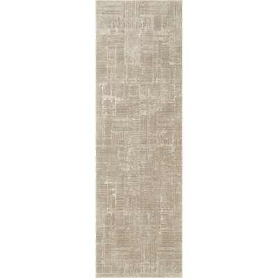 Leala Beige & Ivory Abstract High-Low Modern Rug
