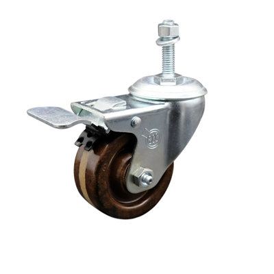 Temp Phenolic 5/8 Inch Stem Caster Set with Total Lock Brake