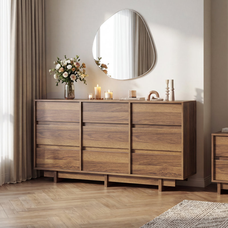 Commode 9 tiroirs Catarina, Brun