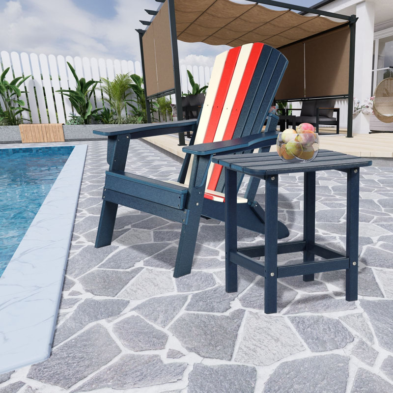 Rectangular Outdoor Side Table , 46cm W 35.5cm D, Blue