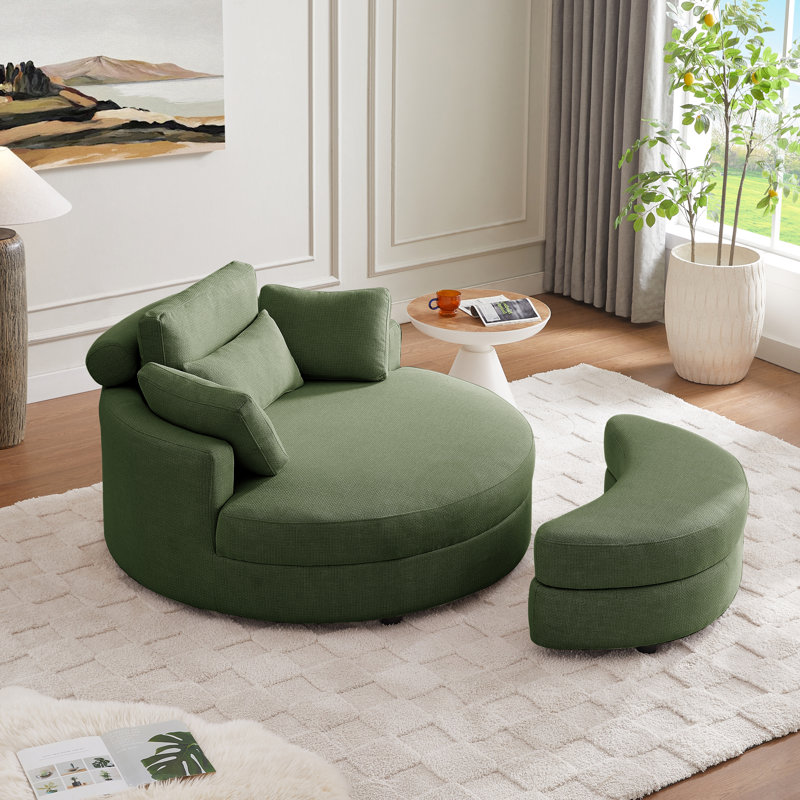 Dashton Upholstered Barrel Chair with Ottoman