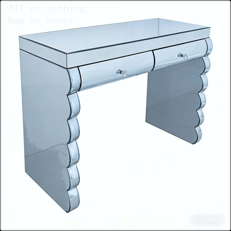 Console à miroir avec design incurvé et 2 tiroirs