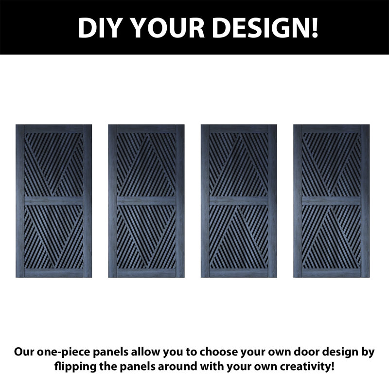 Portes de grange en forme de losanges non assemblées et finies de 30 po x 80 po avec ensemble d'installation de quincaillerie sans dérivation Homacer, rail de 11 pi, usage intérieur seulement