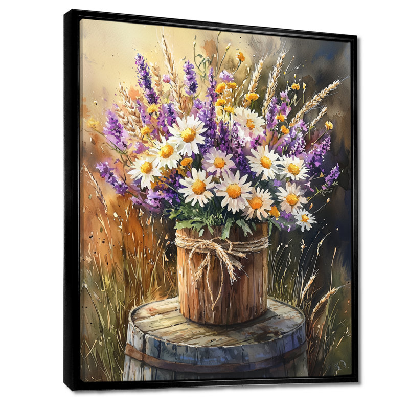 Napolitano - Floral Canvas Prints, Black, Floater Framed Print, 20" H x 12" W