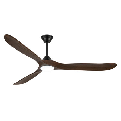 3 Blade Smart Solid Wood Ceiling Fan With Dimmable LED Light & Remote, Reversible DC Motor