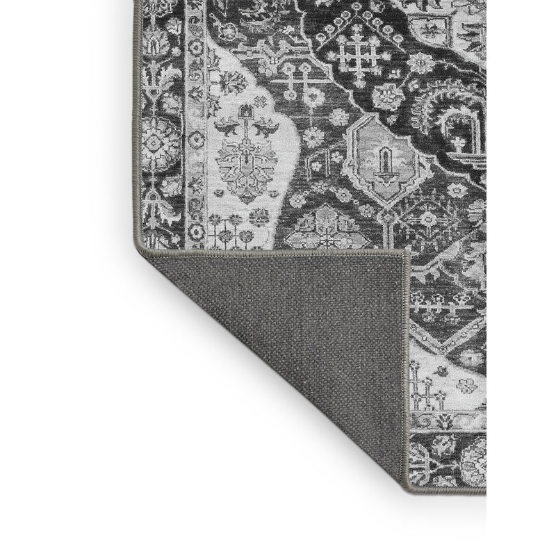 Tapis oriental gris tissé à la machine Rectangle Argatha