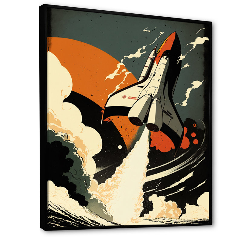 " Space Shuttle ", 34" W x 44" H, Black Floater Framed