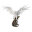 Statue de chouette d'hiver enneigée avec des ailes enneigées sur une souche enneigée H 14 po