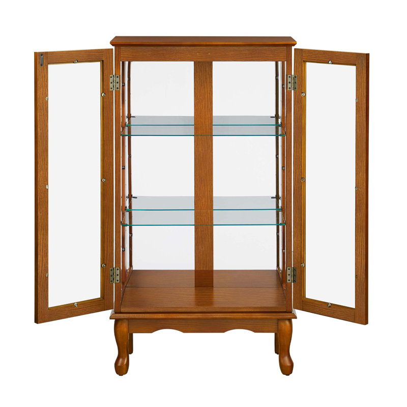 Lighted Curio Display Cabinet with Adjustable Shelves and Mirrored Panels for Showcasing Diverse Collections in Any Space