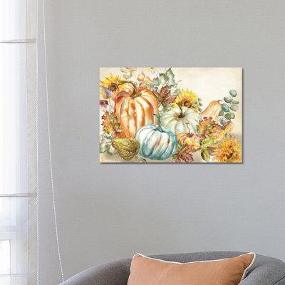 «Watercolor Harvest Pumpkin paysage» par Tre Sorelle Studios - reproduction d'art