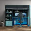 Lit mezzanine moderne avec rangement, bureau en MDF pour étude à domicile-1413403146