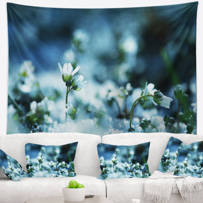Tapisserie d’arrière-plan floral blanc fleurs, H 68 po x l 80 po