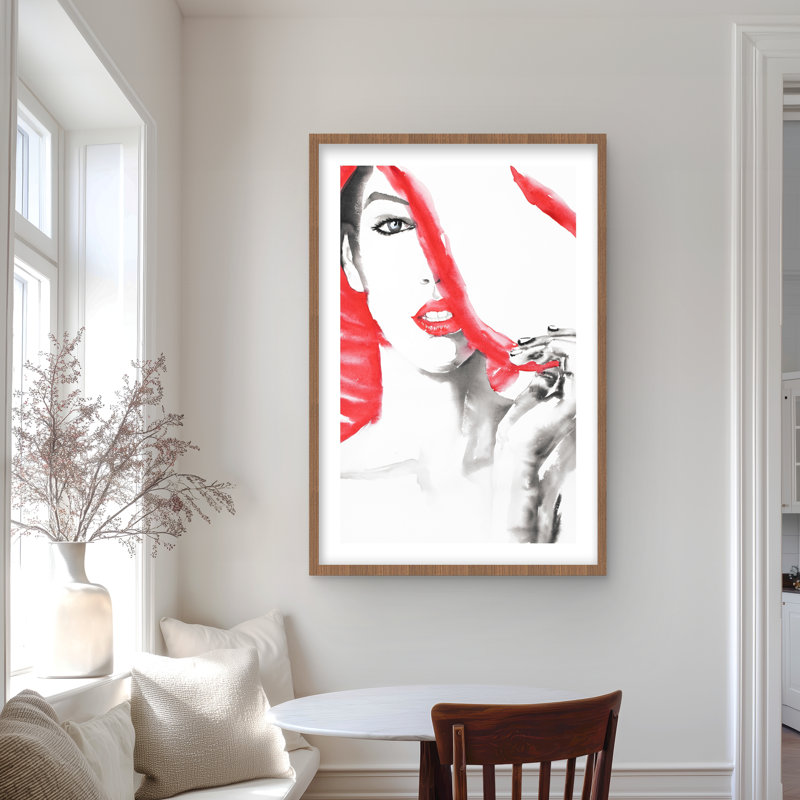 «Woman with Big Hat» - Reproduction matte encadrée pour la décoration intérieure