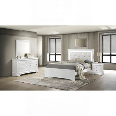 Ensemble de chambre à coucher simple 4 pièces avec tête de lit à DEL Blaze