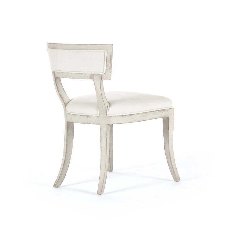 Linen White Elmwood Upholstered Side Chair