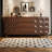 Walnut Mid-Century Solid Wood Embossed Drawe Accent Cabinet