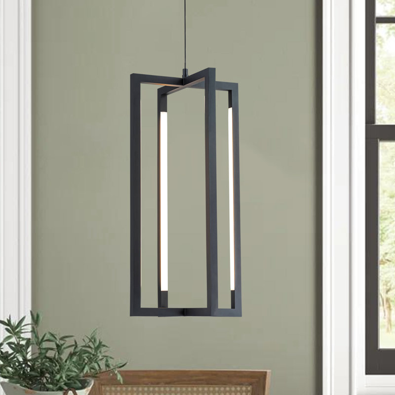 Luminaire suspendu rectangulaire noir mat à 1 lumière Britea