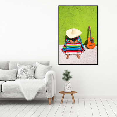 Elder Puerto Rican Woman Sitting With Guitar, Puerto Rico Wall Decor, Acrylic Wall Art