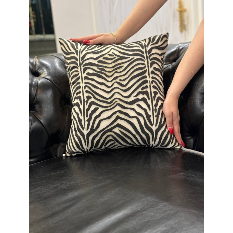 Coussin turc brun foncé / ivoire, H 16 po x l 16 po