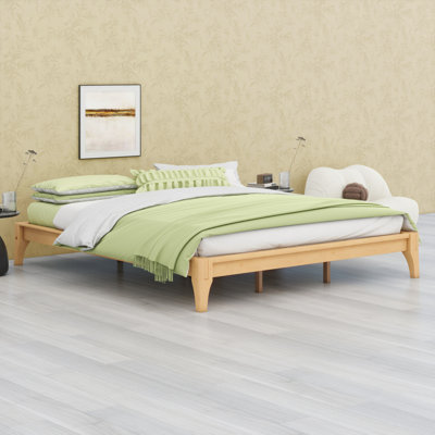 Wood Platform Bed Frame With Wood Slat Support