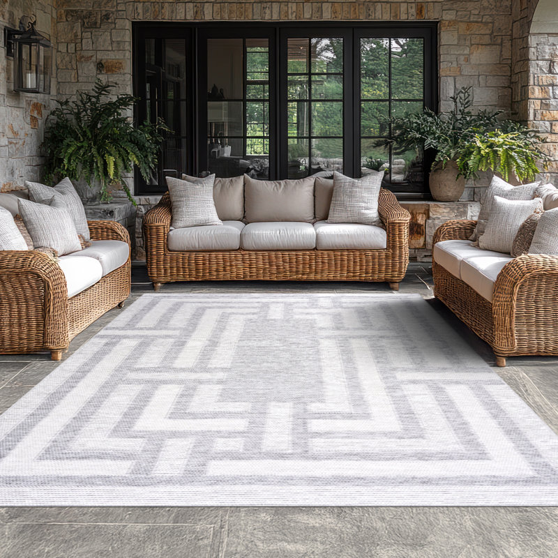 Tapis géométrique intérieur / extérieur, Rectangle 5 pi 3 po x 7 pi 3 po