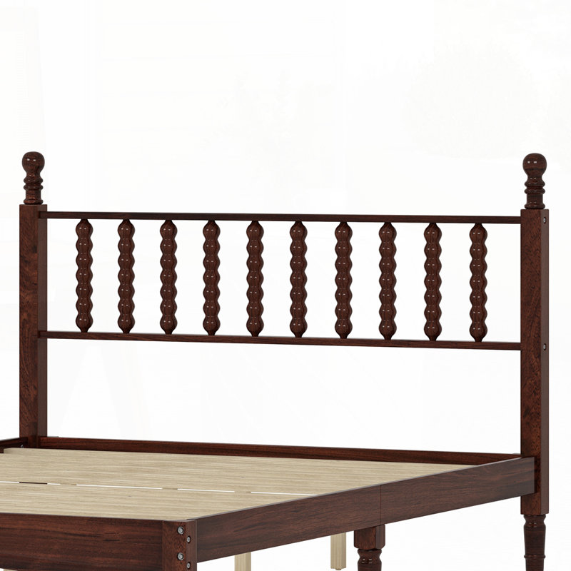 Rambha Standard Bed With Retro Headboard, Walnut, Queen