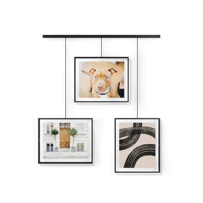 Black Iron Floating Wall Gallery Frame Set, 32"