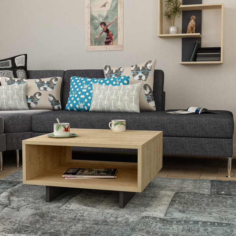 Sled Coffee Table with Storage, Antracite, Oak