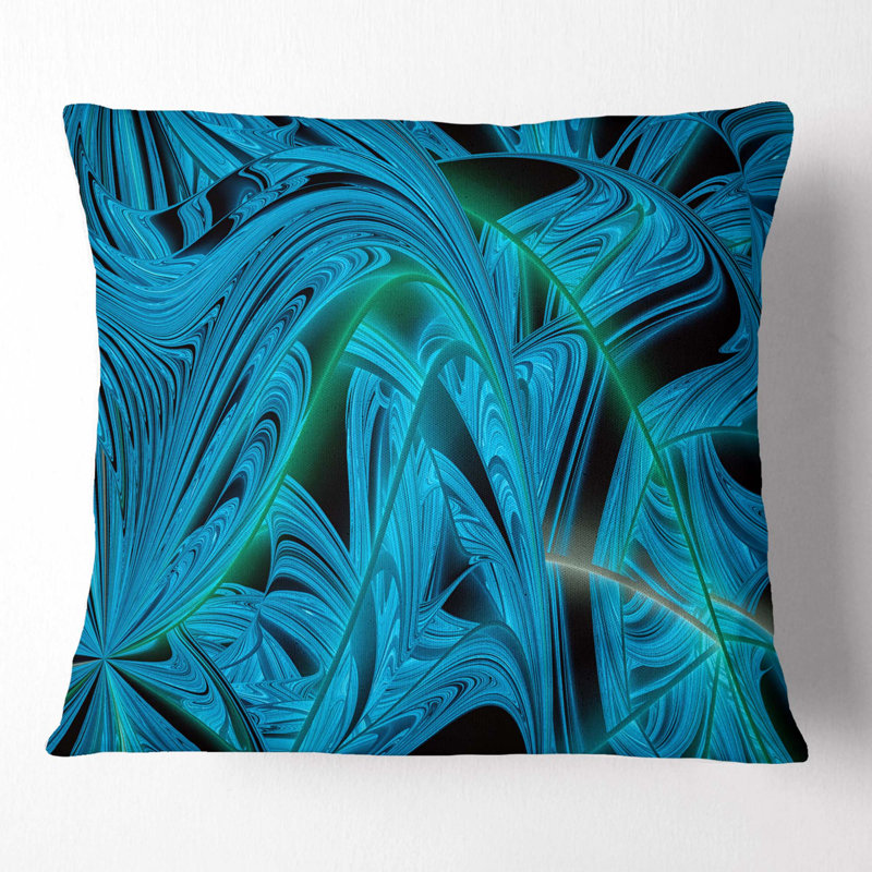 Motif de fractale hivernale - coussin imprimé abstrait, 18 po x 18 po, Coussin décoratif, Bleu