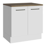 Latitude Run Compact Garage and Utility Room Base Storage Cabinet with 2 Doors and Tool Storage Shelves 33 Inch Wooden Organization Unit - White