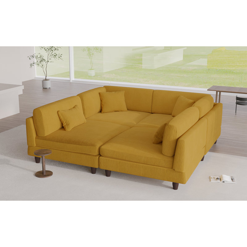 Canapé modulaire en velours côtelé 4 pièces Michelyn, Velours côtelé orange