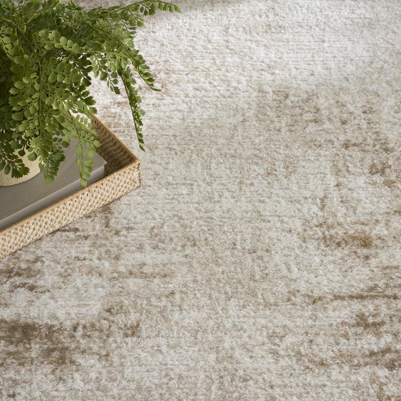 Tapis d'intérieur moderne taupe ivoire 7 pi 10 po x 9 pi 10 po Mathews, Rectangle 7 pi 10 po x 9 pi 10 po
