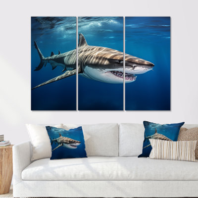 Tiger Shark Territory I - Shark Wall Art Living Room Set